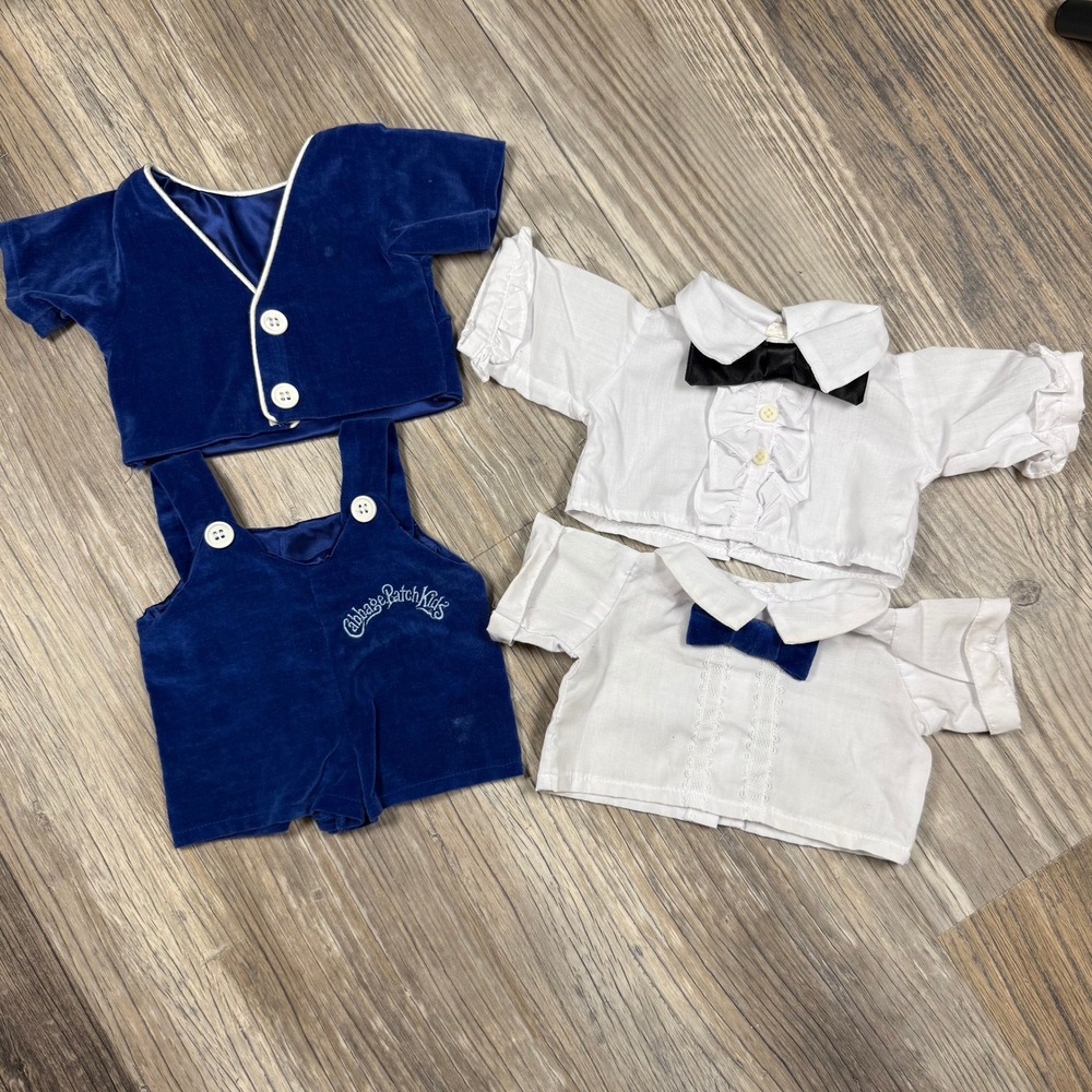 Vintage Cabbage Patch Kids 1985 Blue Velvet Tuxedo Overalls Shirt Set Coleco 4pc